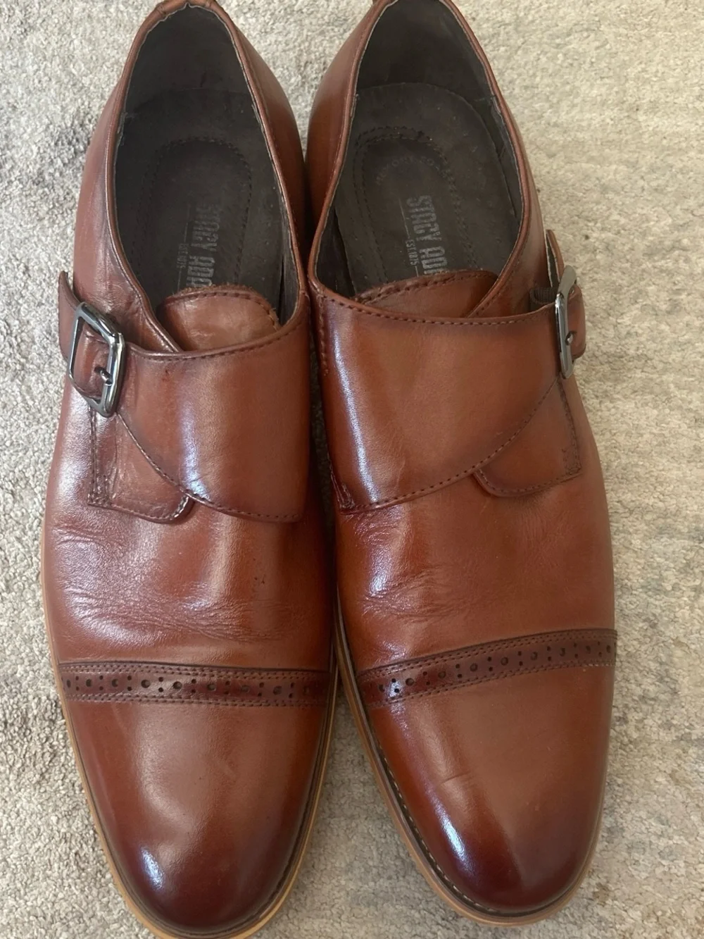 Stacy Adams Brown Leather Monk Strap Oxfords